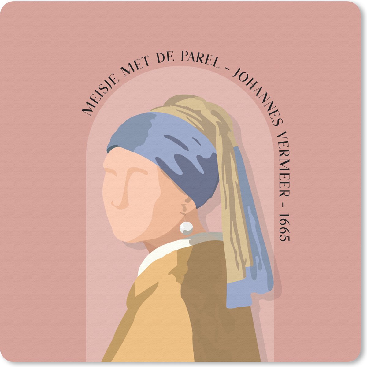 Muismat 20x20 cm - Mousepad Pastel - Meisje met de parel - Roze - Oude meesters - Muismatten