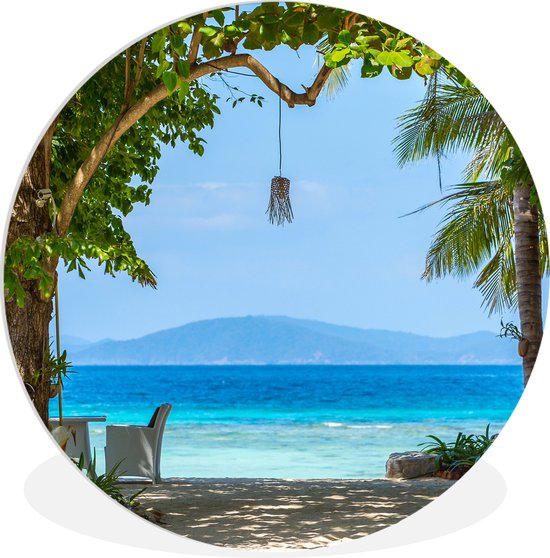WallCircle - Wandcirkel ⌀ 140 - Tropisch - Strand - Zee - Ronde schilderijen woonkamer - Wandbord rond - Muurdecoratie cirkel - Kamer decoratie binnen - Wanddecoratie muurcirkel - Woonaccessoires