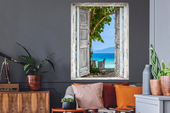 Stickers Stickers muraux - Plage - Tropical - Mer - Transparent - 90x120 cm - Film adhésif