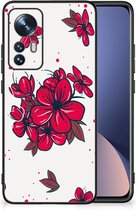 Telefoon Hoesje Xiaomi 12 | 12X Foto hoesje met Zwarte rand Blossom Red