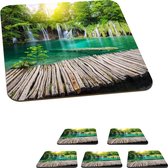 Onderzetters voor glazen - Brug - Waterval - Natuur - 10x10 cm - Glasonderzetters - 6 stuks