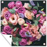 Tuinposters Bloemen - Pastel - Roze - 50x50 cm