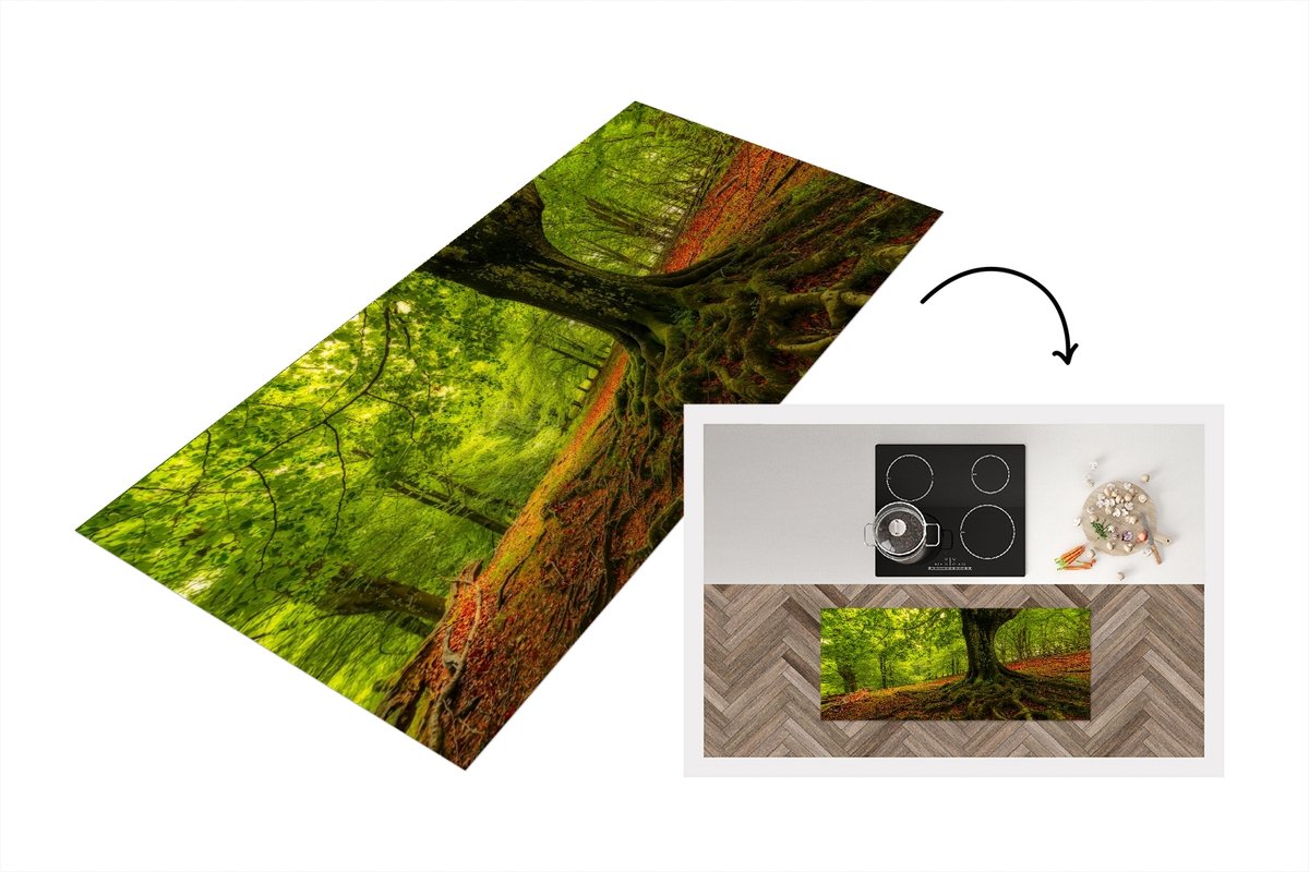 KitchenYeah Keukenloper - Loper keuken - Boom - Bos - Herfstbladeren - 120x50 cm - Keukenloper vinyl Multicolor