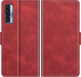 Mobigear Telefoonhoesje geschikt voor TCL 20L Hoesje | Mobigear Slim Magnet Bookcase Portemonnee | Pasjeshouder voor 3 Pasjes | Telefoonhoesje voor Pinpas / OV Kaart / Rijbewijs - Rood