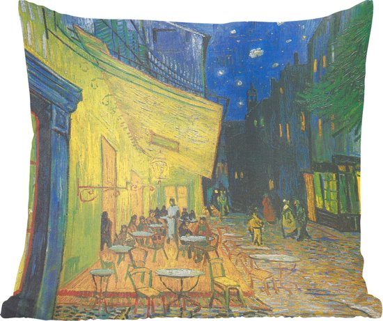 Sierkussens - Kussentjes Woonkamer - 45x45 cm - Caféterras bij nacht - Schilderij van Vincent van Gogh