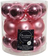 36x stuks kleine kerstballen lippenstift roze van glas 4 cm - mat/glans - Kerstboomversiering