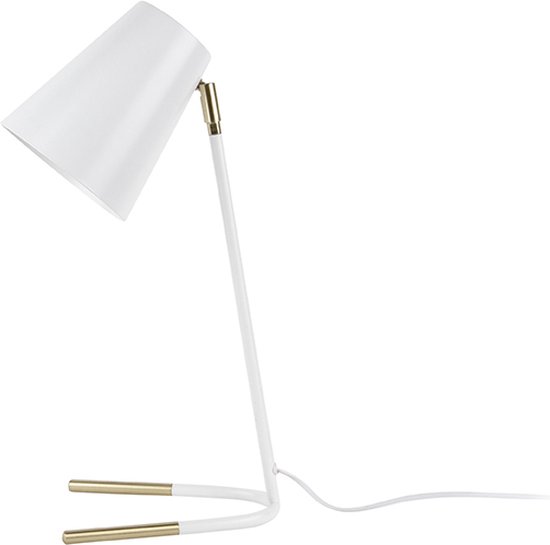 Lampe de table Noble en métal blanc w. accents d'or