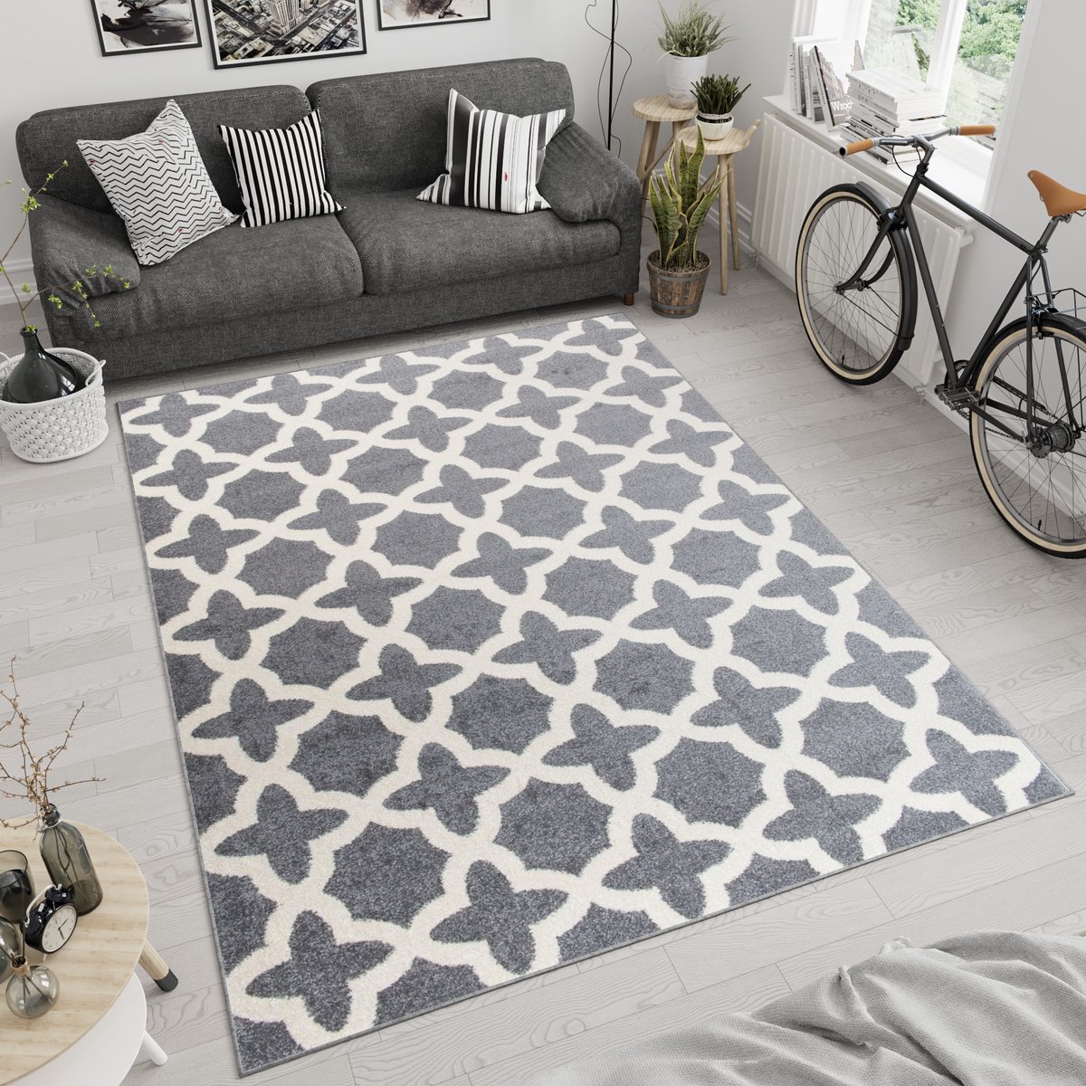 Tapiso Maroko Vloerkleed Woonkamer Modern Tapijt Maat- 140x190 Grijs 3