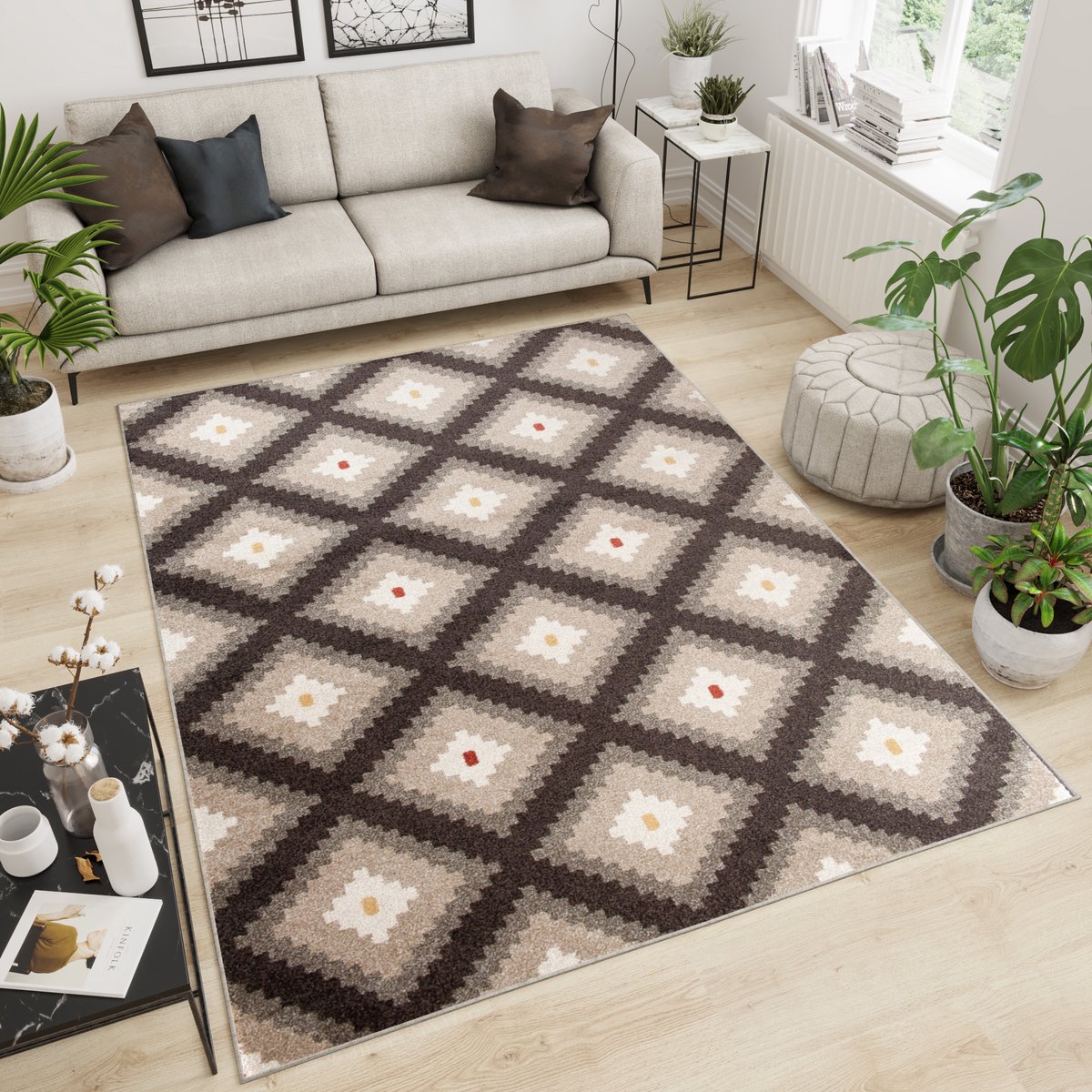 Tapiso Maroko Vloerkleed Tapijt Woonkamer Bruin Maat- 60x100 Bruin 2