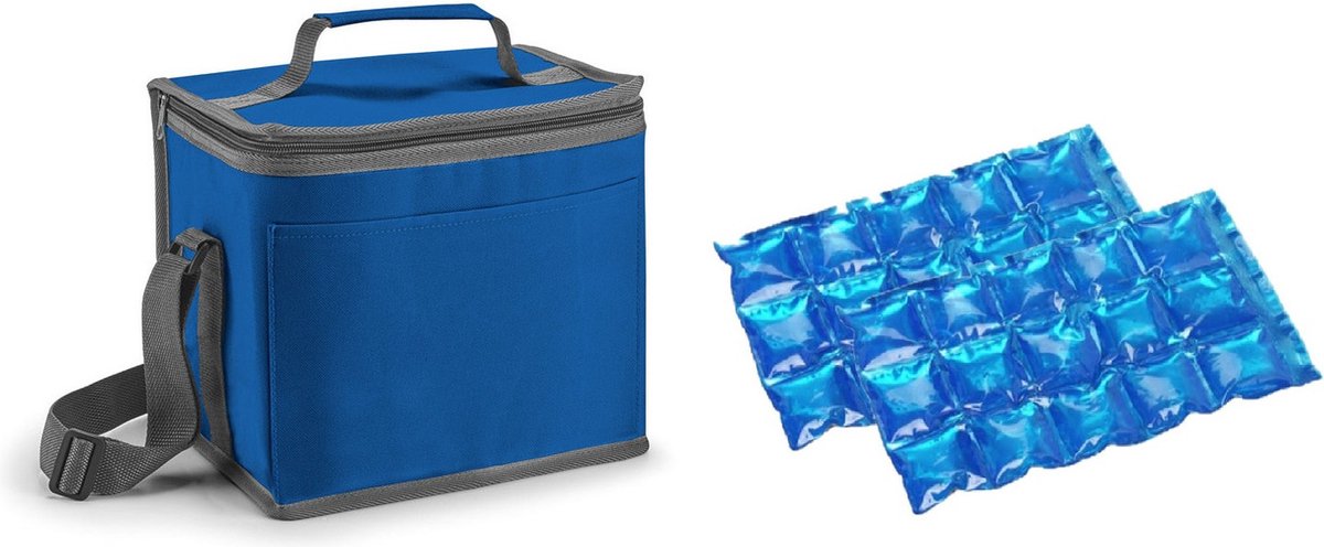 Koeltas - lunch - blauw - klein - 9 liter - 2 flexibele koelelementen - polyester