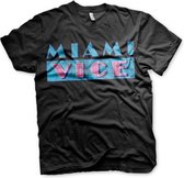 Jaren 80 verkleed thema Miami Vice t-shirt heren zwart - Feestartikelen carnavalskleding L