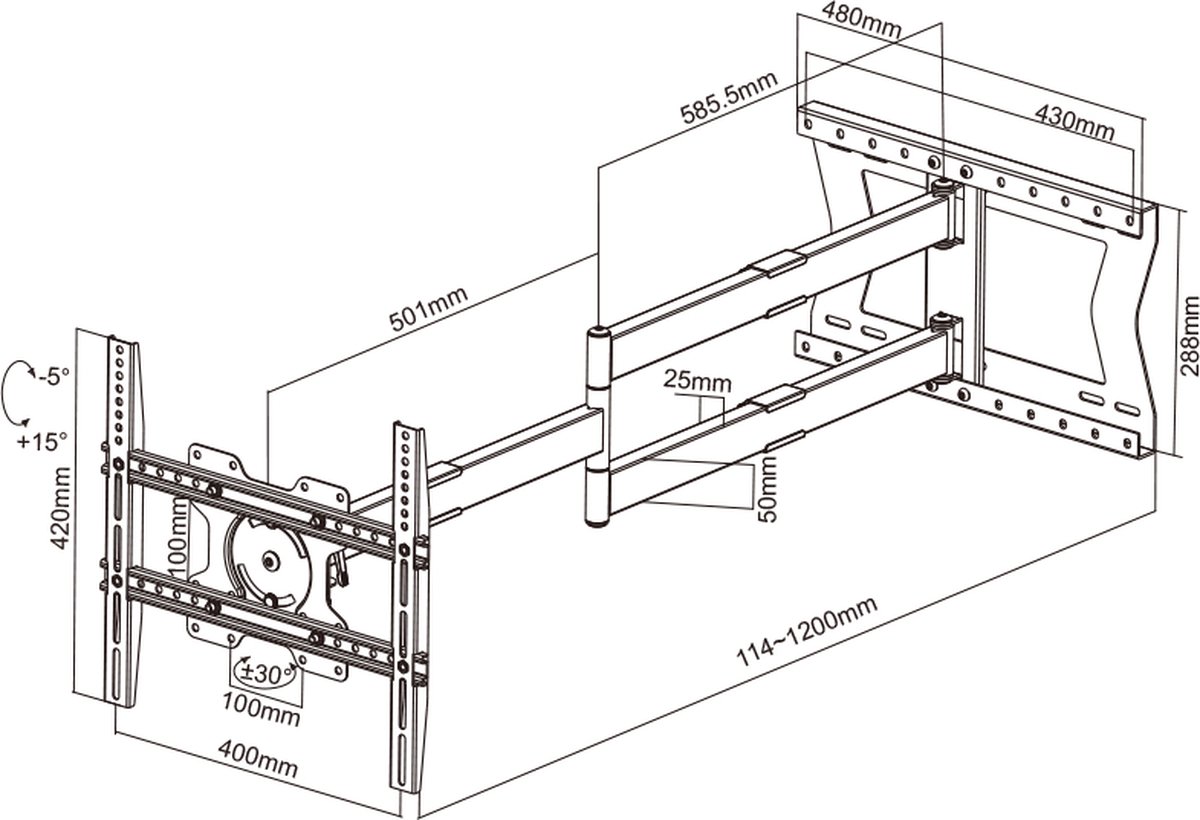 XTRARM TiTon 120 cm Distance au Mur, Support Mural pour TV, Long Bras  pivotant, Incliner, pivoter, Tourner, allonger, TV env. 32-75 Pouces  jusqu'à 40kg, jusqu'à VESA 400x400mm, Support TV : : High-Tech