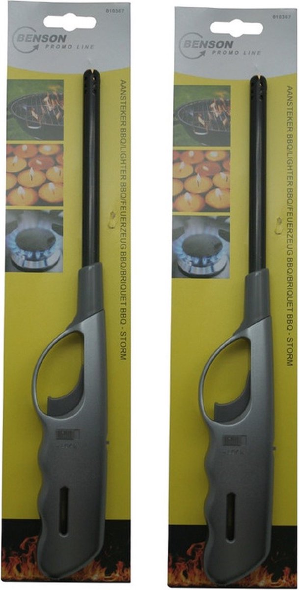 Goedkoopste 2x stuks gas/bbq/keuken/kaarsen aanstekers van 27 cm Stevige kwaliteit - Kinderslot