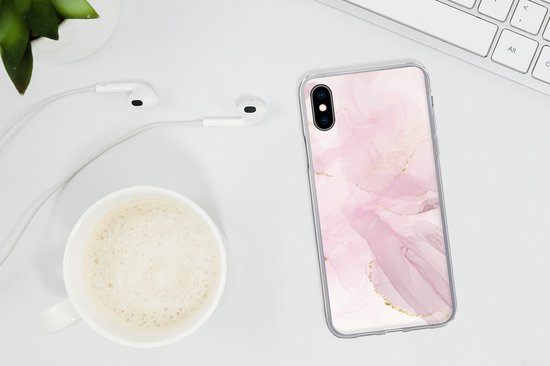 Coque pour iPhone Xs Max - Marbre - Doré - Ligne - Coque de téléphone en Siliconen