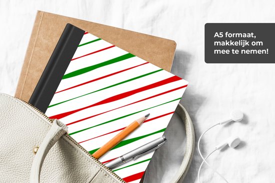 Carnet - Cahier - Motifs - Noël - Rayures - Carnet - Format A5 - Bloc-notes - Noël - Cadeau - Cadeau de Noël homme, femme et enfant