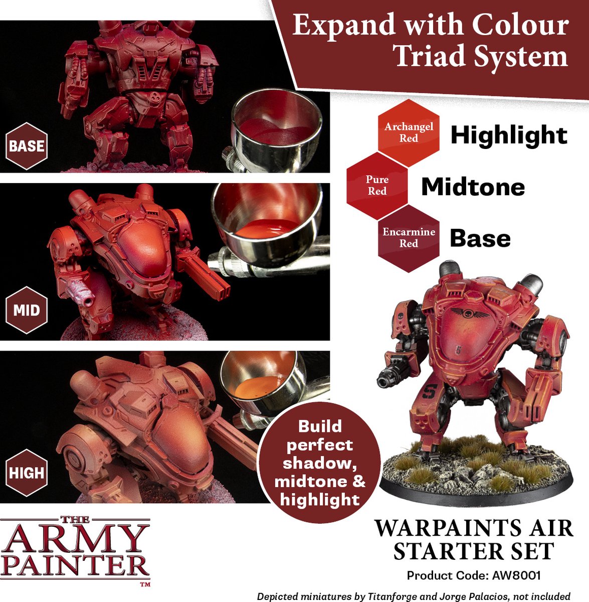 The Army Painter Warpaints Air Starter Set, 12 Warpaints in 18 ml druppelflessen (inclusief 1 metallic, 1 grijze 100 ml primer), acrylverf niet-giftige airbrushverf op waterbasis Acrylverfset — afbeelding 2