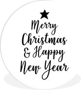 Citation de Noël Joyeux Noël et Happy année sur un fond blanc cercle mur plaque en plastique - ⌀ 30 cm - peinture ronde - impression photo en plastique (forex) cercle cercle / vie mur / (décoration murale)