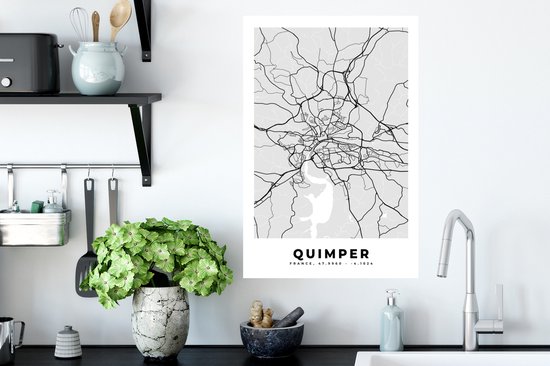 Stickers Stickers muraux - Carte - Plan de ville - France - Quimper - Carte - 40x60 cm - Film adhésif