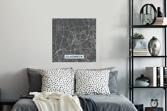 Stickers muraux - Plan de la ville - Carte - Gladbeck - Blauw - Allemagne - Carte - 80x80 cm - Feuille adhésive