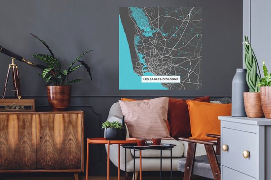 Muurstickers - Sticker Folie - Kaart - Plattegrond - Les Salbes-d'Olonne - Frankrijk - Stadskaart - 80x80 cm - Plakfolie - Muurstickers Kinderkamer - Zelfklevend Behang - Zelfklevend behangpapier - Stickerfolie