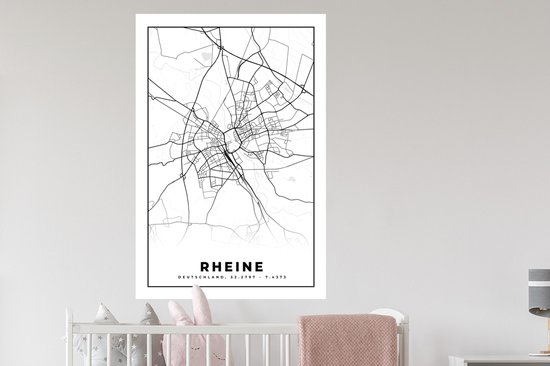 Muurstickers - Sticker Folie - Plattegrond - Rheine - Kaart - Stadskaart - 80x120 cm - Plakfolie - Muurstickers Kinderkamer - Zelfklevend Behang - Zelfklevend behangpapier - Stickerfolie