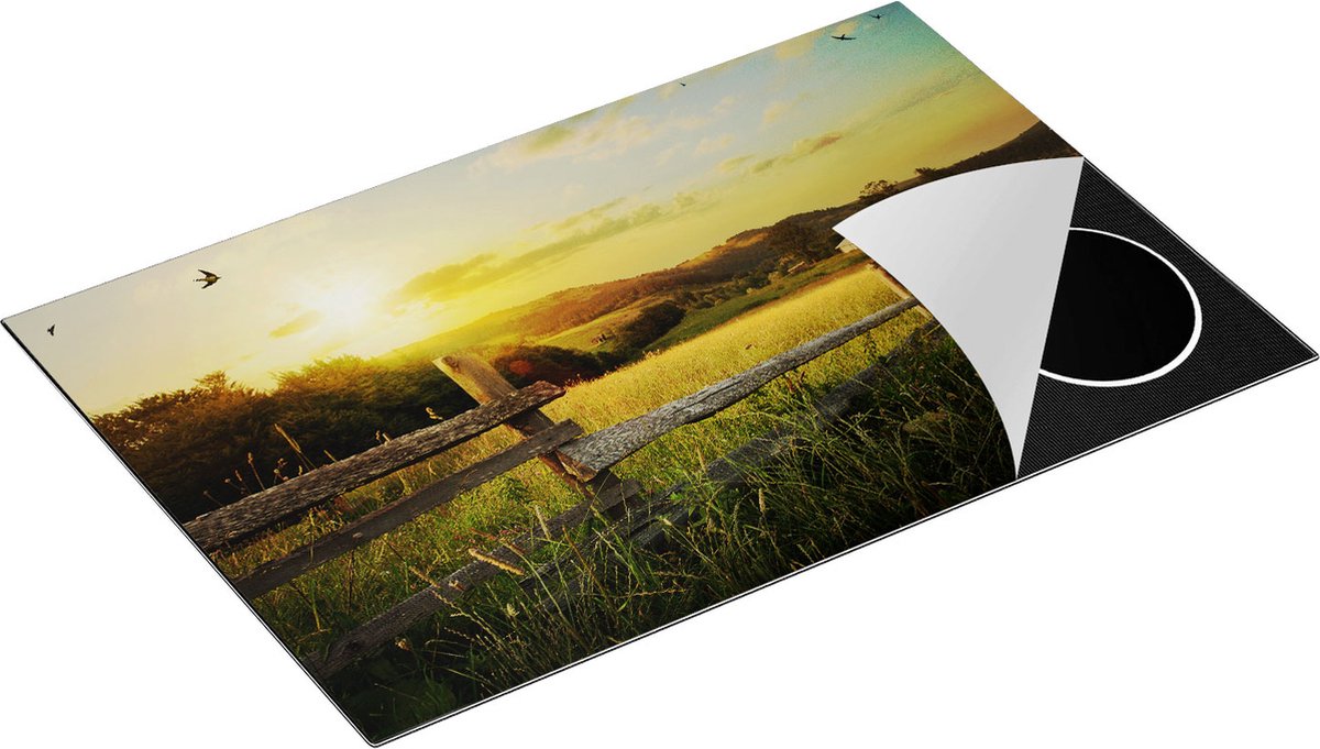 Chefcare Inductie Beschermer Boerderij Hekken op het Grasveld - 80x52 cm - Afdekplaat Inductie - Kookplaat Beschermer - Inductie Mat