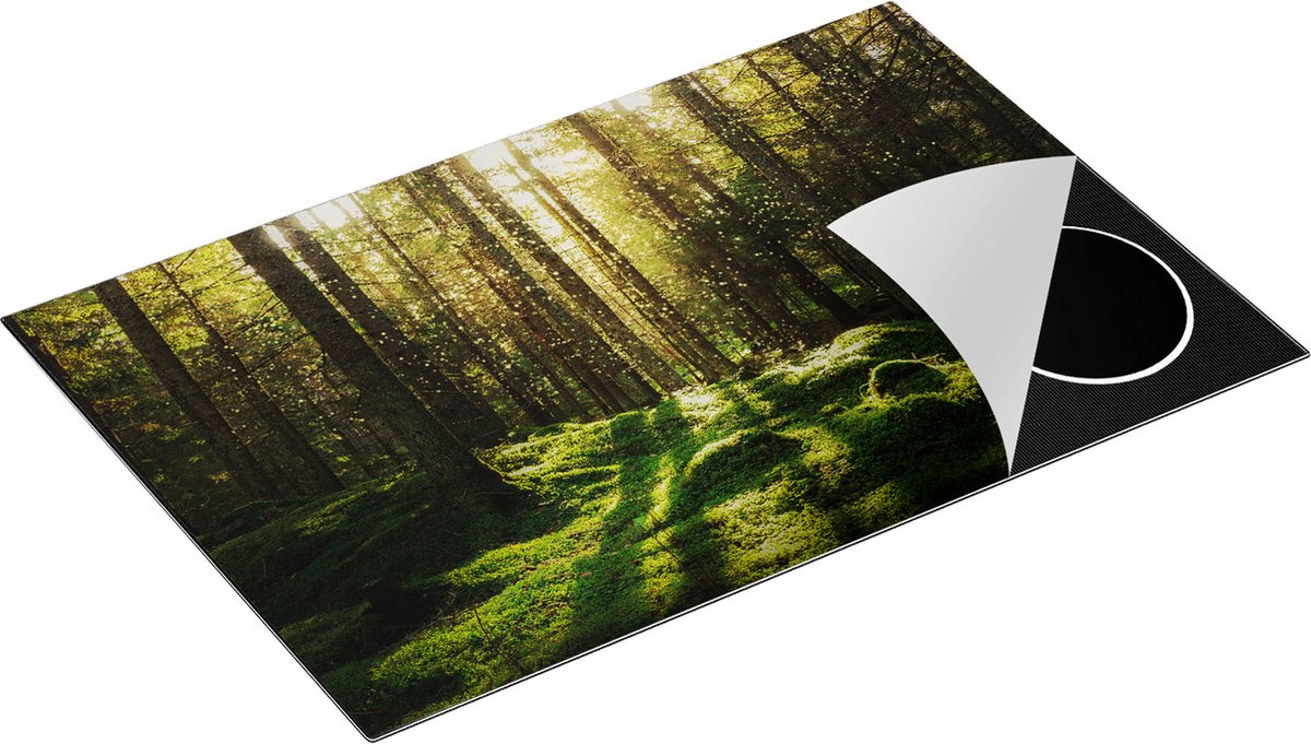 Chefcare Inductie Beschermer Bos met Groen Mos op de Grond - 81,2x52 cm - Afdekplaat Inductie - Kookplaat Beschermer - Inductie Mat