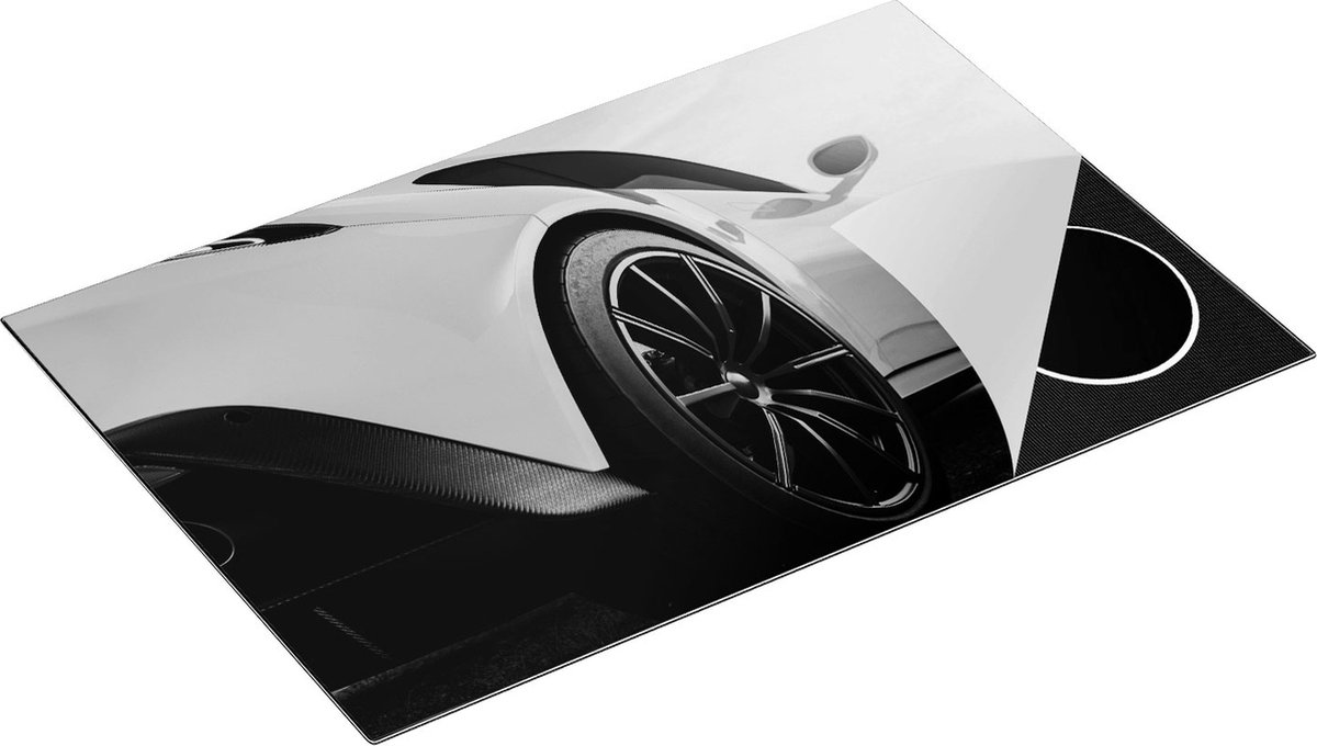 Chefcare Inductie Beschermer Witte Sportwagen Auto - Zwart Wit - 81,6x52,7 cm - Afdekplaat Inductie - Kookplaat Beschermer - Inductie Mat
