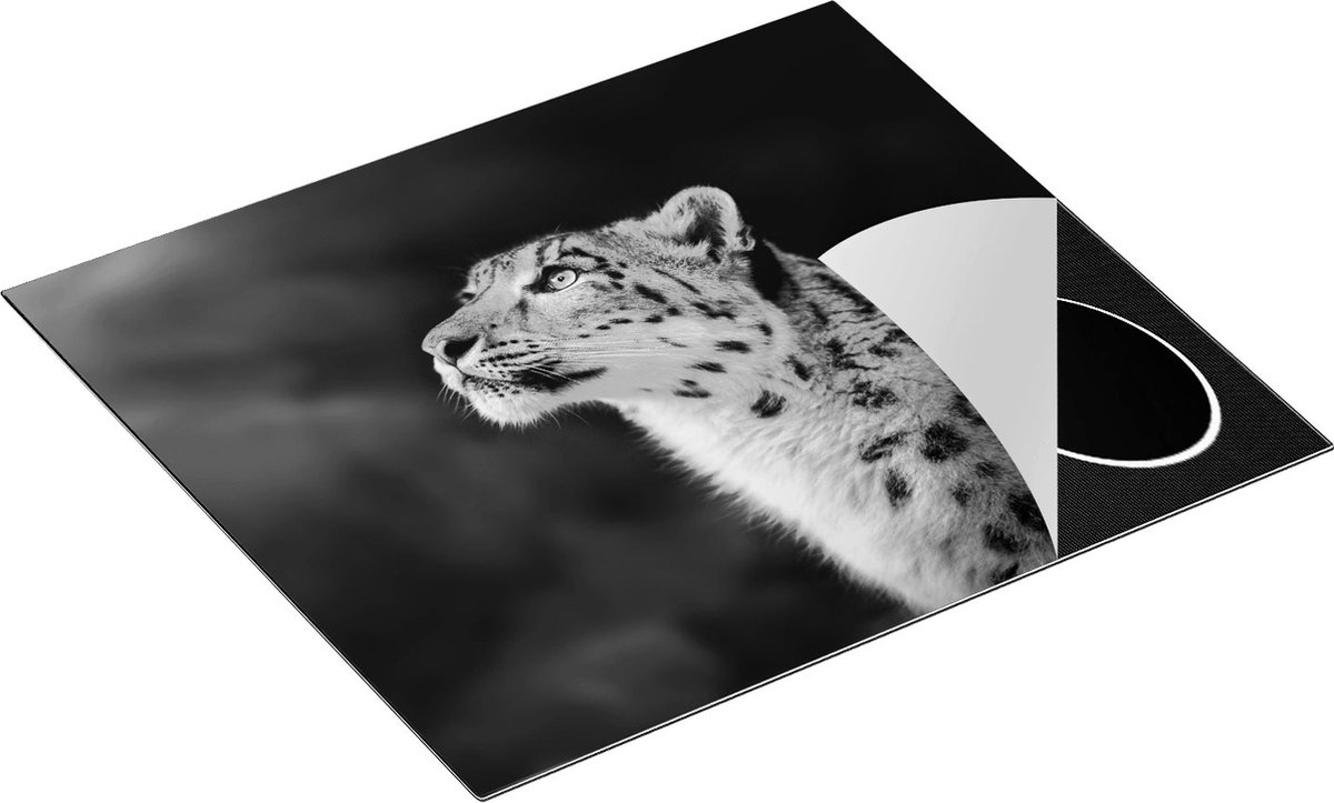 Chefcare Inductie Beschermer Luipaard met Blauwe Ogen - Zwart Wit - 60x50 cm - Afdekplaat Inductie - Kookplaat Beschermer - Inductie Mat