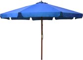 vidaXL - Parasol - met - houten - paal - 330 - cm - azuurblauw