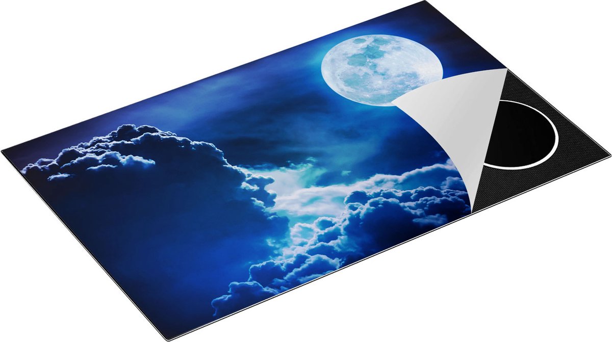Chefcare Inductie Beschermer Volle Maan bij Wolken - 85x55 cm - Afdekplaat Inductie - Kookplaat Beschermer - Inductie Mat
