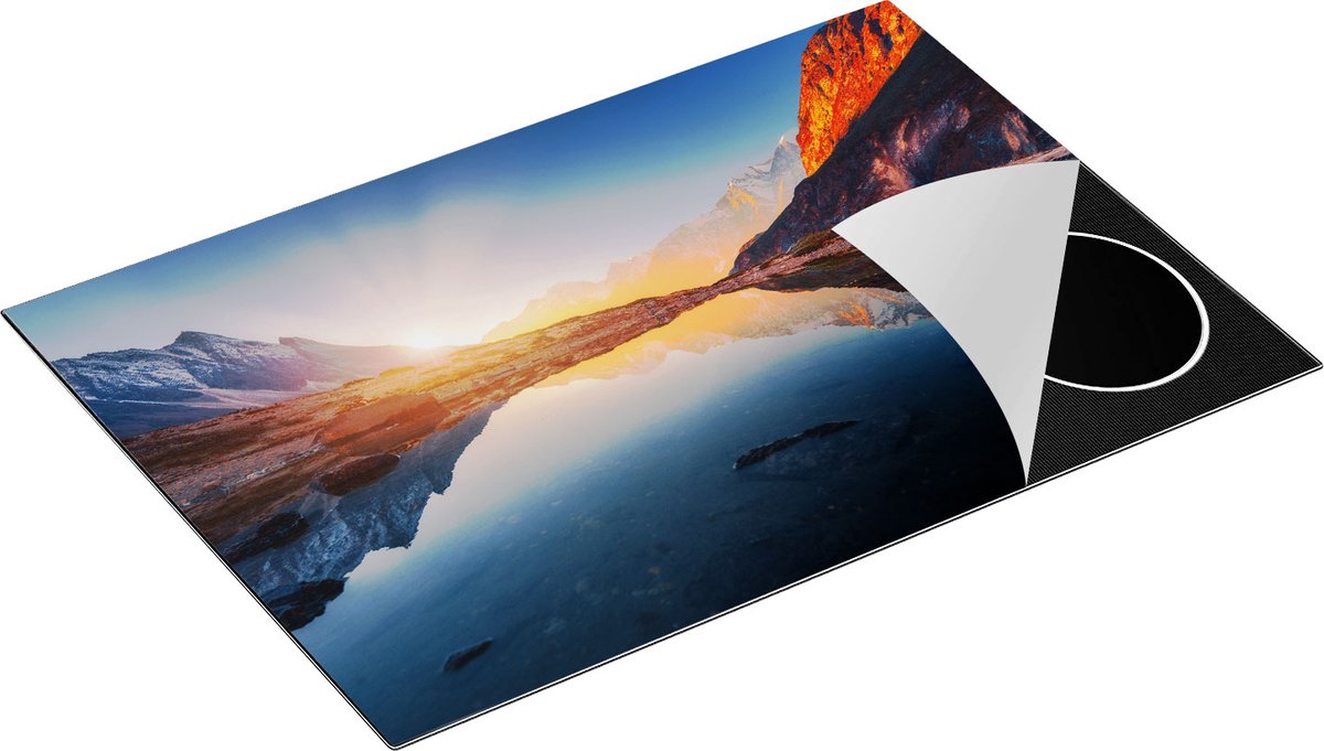 Chefcare Inductie Beschermer Bergen Landschap met Zonsopgang - 75x55 cm - Afdekplaat Inductie - Kookplaat Beschermer - Inductie Mat
