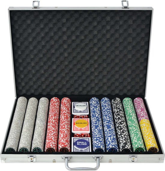 Afbeelding van het spel VidaLife Pokerset met 1000 laser chips aluminium