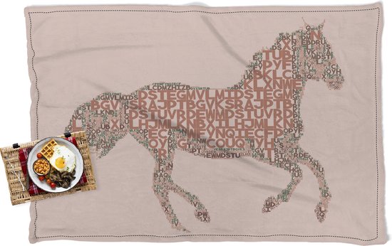 Picknickkleed - Buitenkleed - Paard - Letters - Roze - Vloerkleed