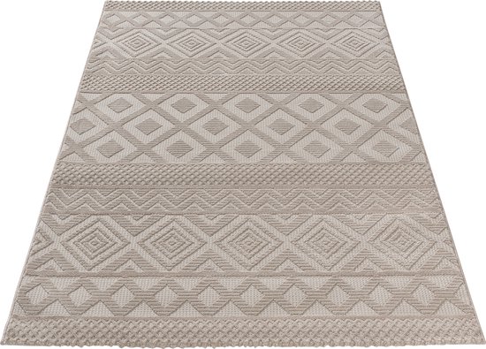 SEHRAZAT Vloerkleed- Oosters tapijt Luxury Reliëfstructuur, woonkamer, geodriehoek patroon, 120x170 cm