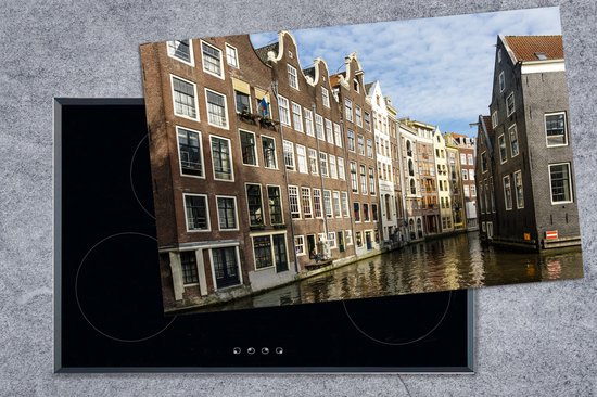 KitchenYeah® Inductie beschermer 81.6x52.7 cm - Grachtenpanden langs het kanaal in Amsterdam - Kookplaataccessoires - Afdekplaat voor kookplaat - Inductiebeschermer - Inductiemat - Inductieplaat mat