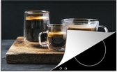 KitchenYeah® Inductie beschermer 80.2x52.2 cm - Variety of mugs with coffee and espresso on black background - Kookplaataccessoires - Afdekplaat voor kookplaat - Inductiebeschermer - Inductiemat - Inductieplaat mat