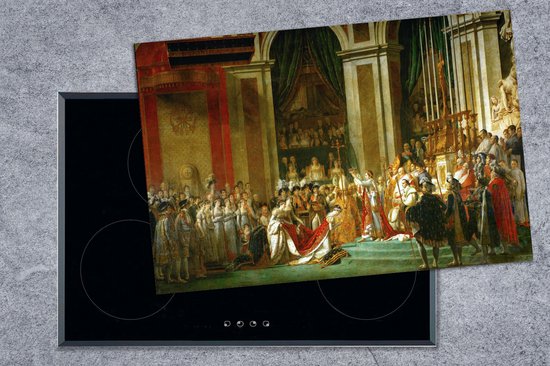 KitchenYeah® Inductie beschermer 81x52 cm - De kroning van Napoleon - Schilderij van Jacques-Louis David - Kookplaataccessoires - Afdekplaat voor kookplaat - Inductiebeschermer - Inductiemat - Inductieplaat mat