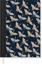 Notitieboek - Schrijfboek - Vogels - Nacht - Japan - Patronen - Notitieboekje klein - A5 formaat - Schrijfblok