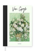 Notitieboek - Schrijfboek - Kunst - Van Gogh - Roses - Notitieboekje klein - A5 formaat - Schrijfblok