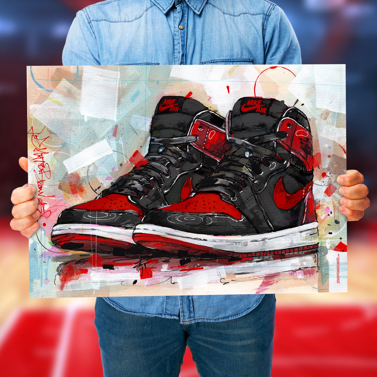 Nike air jordan 1 Basketball graffiti art by Jos Hoppenbrouwers on canvas,  poster, wallpaper and more