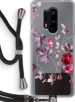 Case Company® - Hoesje met koord geschikt voor OnePlus 8 Pro hoesje met Koord - Mooie bloemen - Telefoonhoesje met Zwart Koord - Bescherming aan alle Kanten en Over de Schermrand