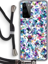 Case Company® - Hoesje met koord geschikt voor OnePlus 9 Pro hoesje met Koord - Hibiscus Flowers - Telefoonhoesje met Zwart Koord - Bescherming aan alle Kanten en Over de Schermrand