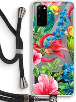 Case Company® - Coque Samsung Galaxy S20 avec cordon - Perroquets - Protection de téléphone avec cordon Zwart - Protection sur tous les côtés et sur les bords de l'écran