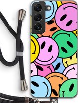 Case Company® - Hoesje met koord geschikt voor Samsung Galaxy S22 hoesje met Koord - Smiley N°1 - Telefoonhoesje met Zwart Koord - Bescherming aan alle Kanten en Over de Schermrand