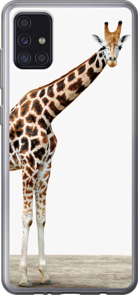 Telefoonhoesje Geschikt voor Samsung Galaxy A52 5G hoesje - Giraffe - Dieren - Witte achtergrond - Kinderen - Jongen - Meisje - Siliconen Telefoonhoesje Telefoonhoesje
