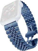 By Qubix - Bracelet à maillons métalliques - Blauw - Convient pour Apple watch 42mm / 44mm / 45mm
