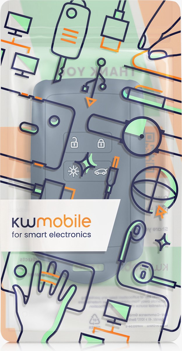 kwmobile autosleutel hoesje compatibel met Renault 4-knops Smartkey autosleutel (alleen Keyless Go) - Autosleutel behuizing - Case in oranje/rood/wit - Vintage bloemenmotief