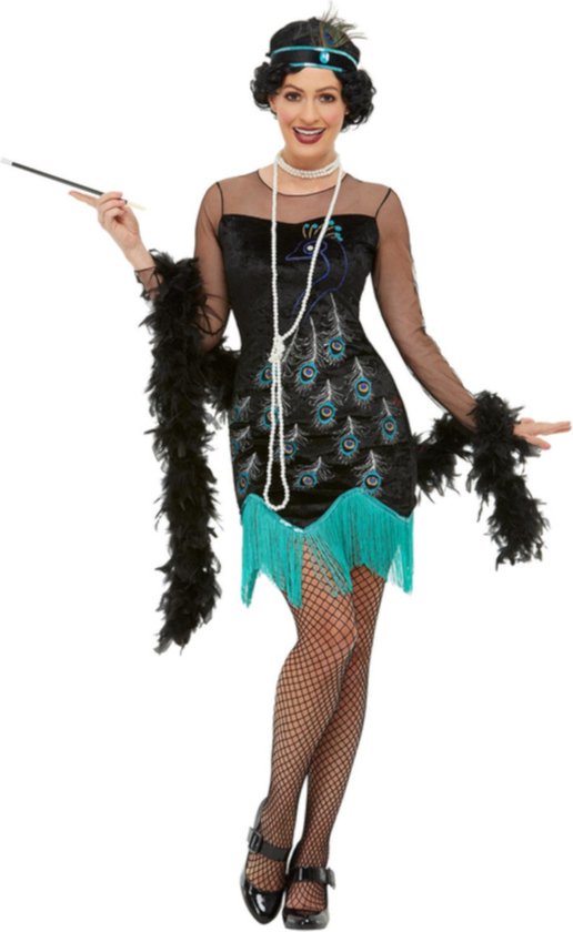 Jaren 20 flapper kostuum pauw - Maat M