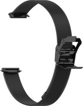 By Qubix - Geschikt voor fitbit luxe bandje - Milanese bandje met klemsluiting - Zwart Smartwatchbandje horlogeband polsband Armband Strap Band